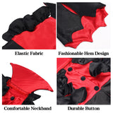Vampire cat costume fabric, raised collar, front panel and hem details